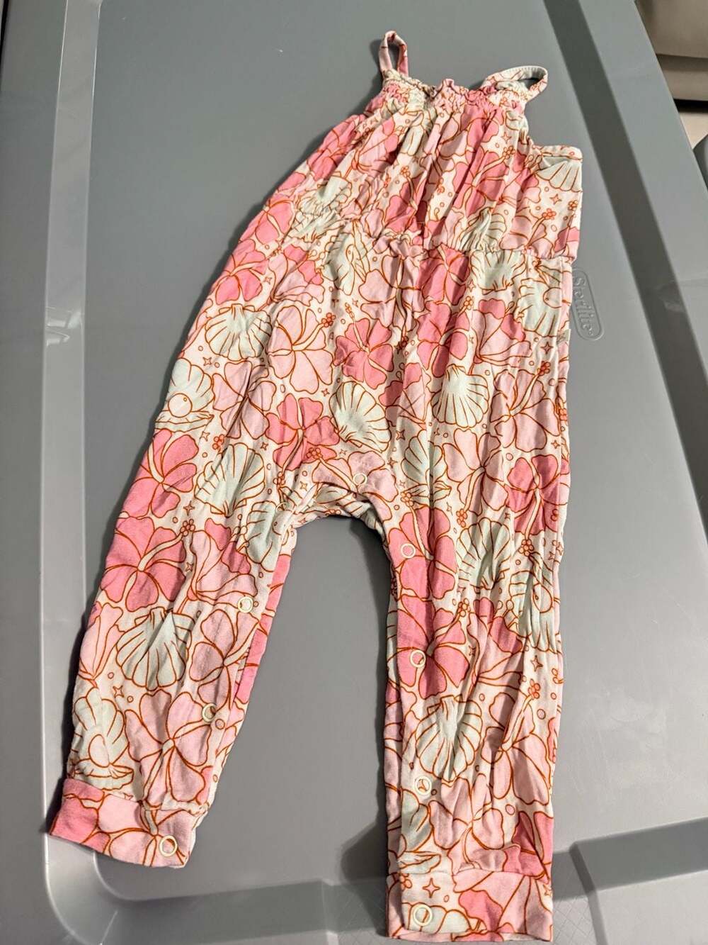 Little Snuggles Jumpsuit Size 12-18M Pink Floral Bamboo